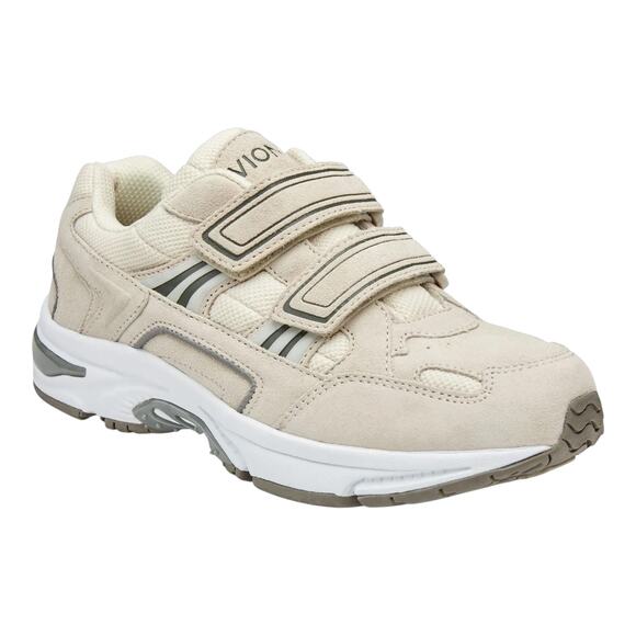 Vionic Tabi Cream Suede Hook & Loop Sneakers Size 7.5 Contoured Orthotic Footbed - Picture 1 of 7